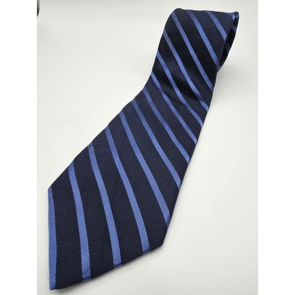 Michael Kors Blue Stripped 100% Silk Mens Extra Long Tie Made In USA 64